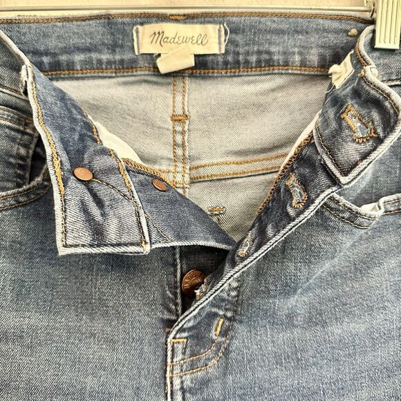 Madewell 10" High Rise Denim Jeans Size 25 Petite Blue Button Fly Raw Hem Skinny - Picture 12 of 16
